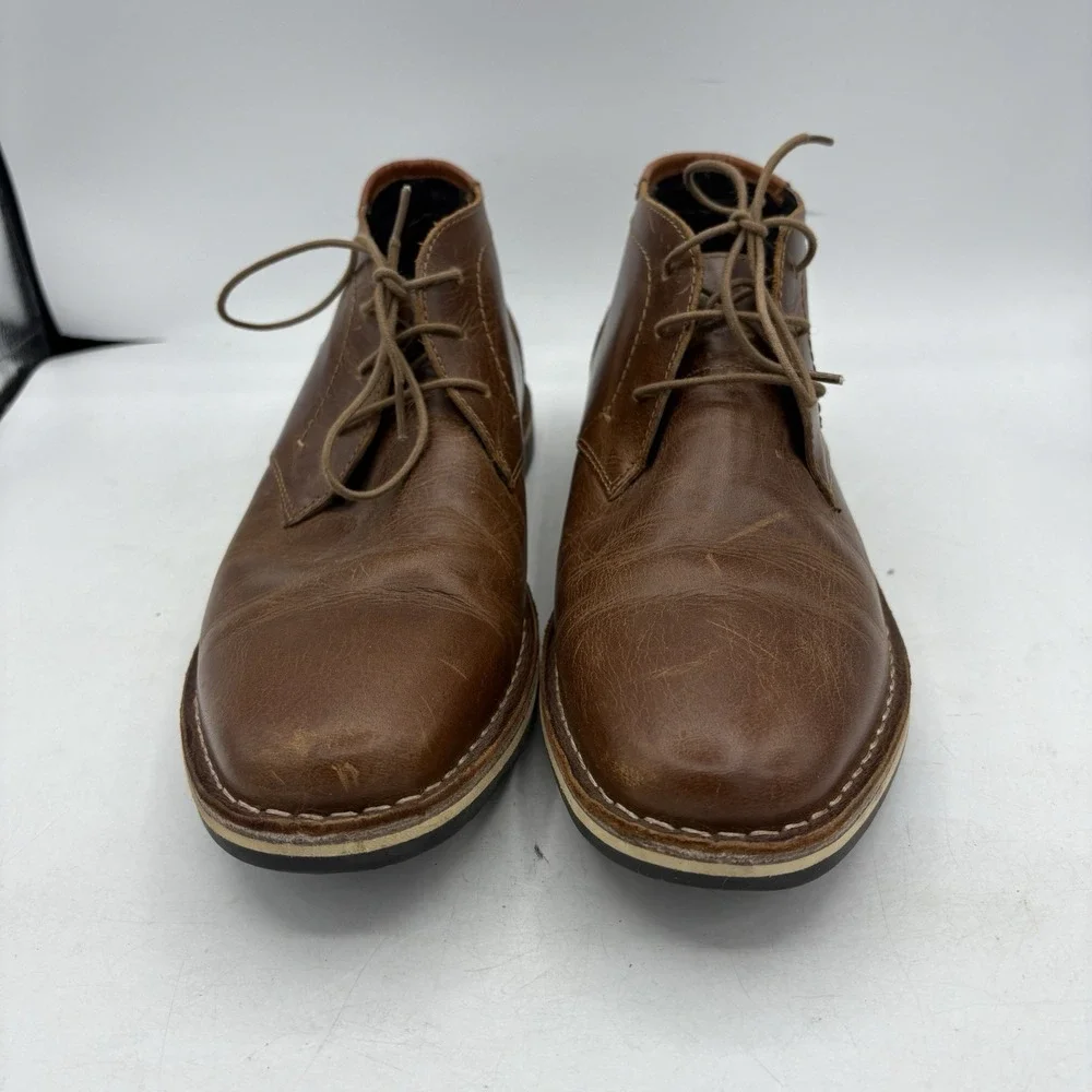 Steve Madden Chukka Boots Mens Size 9.5 Harken Cognac Leather Lace Up Brown